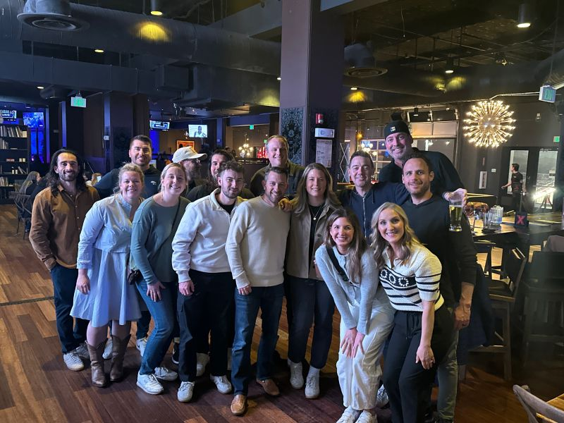 Kustomer sales team members pose for a group photo during their team offsite